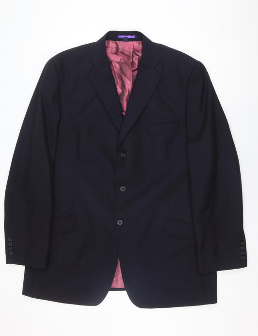 Mens 46 Chest Regular Boden Black Three-Button Blazer