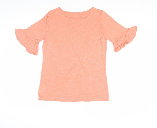 Womens UK Size M LOFT Orange Rayon Blend T-Shirt