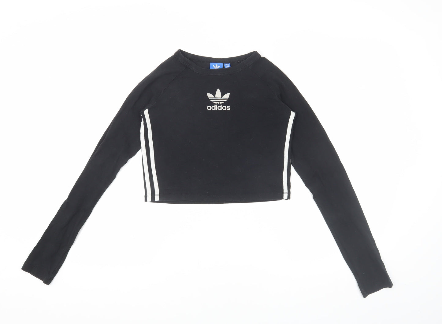 Adidas Women's Black Cropped Long Sleeve T-Shirt