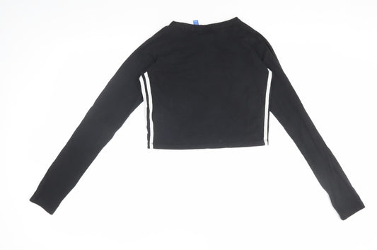 Adidas Women's Black Cropped Long Sleeve T-Shirt