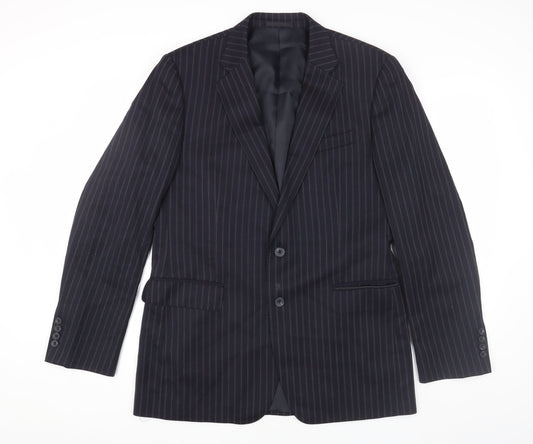 Jaeger Men's Black Striped Wool Blazer, Size 40R
