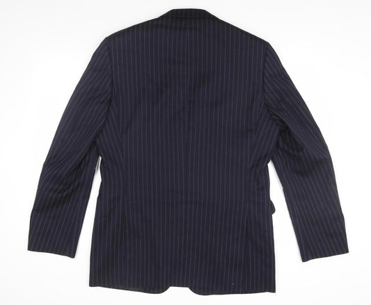 Jaeger Men's Black Striped Wool Blazer, Size 40R