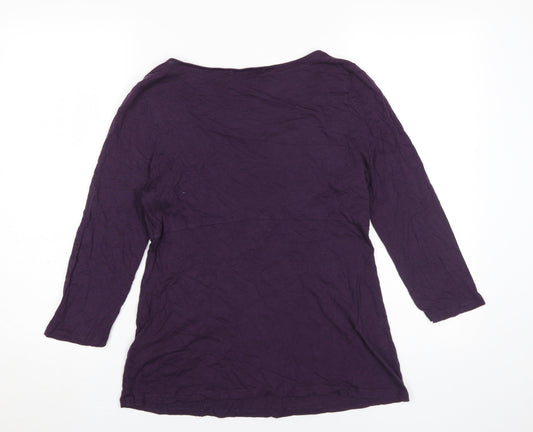 Boden Women's Purple Blouse 3/4 Sleeve Ruffle Detail