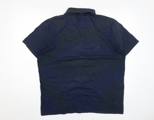 Jasper Conran Men's Blue Striped Polo Shirt L
