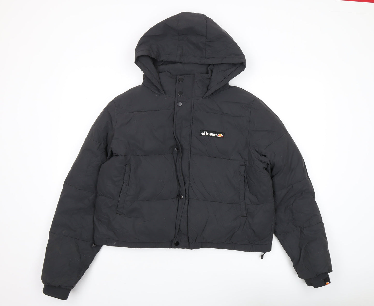 Ellesse Women's Black Puffer Jacket Size 12 Hooded Casual