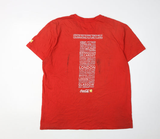 Coca-Cola Men's Red XL Olympic T-Shirt - Eco-Friendly