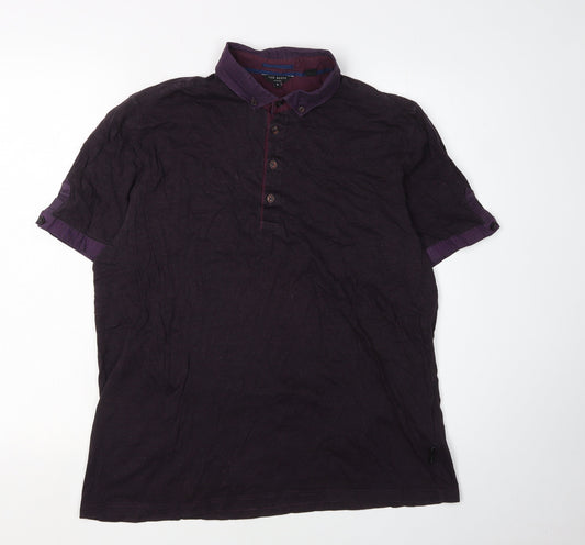 Ted Baker Men's Purple Polo, Size 10, Short Sleeve