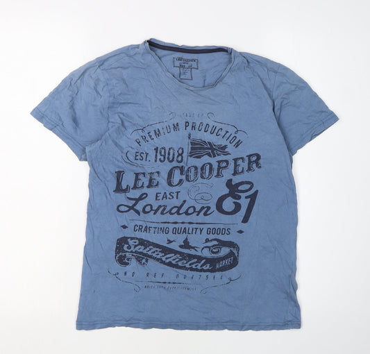 Additional front view of Lee Cooper Men's Blue Graphic T-Shirt, size S