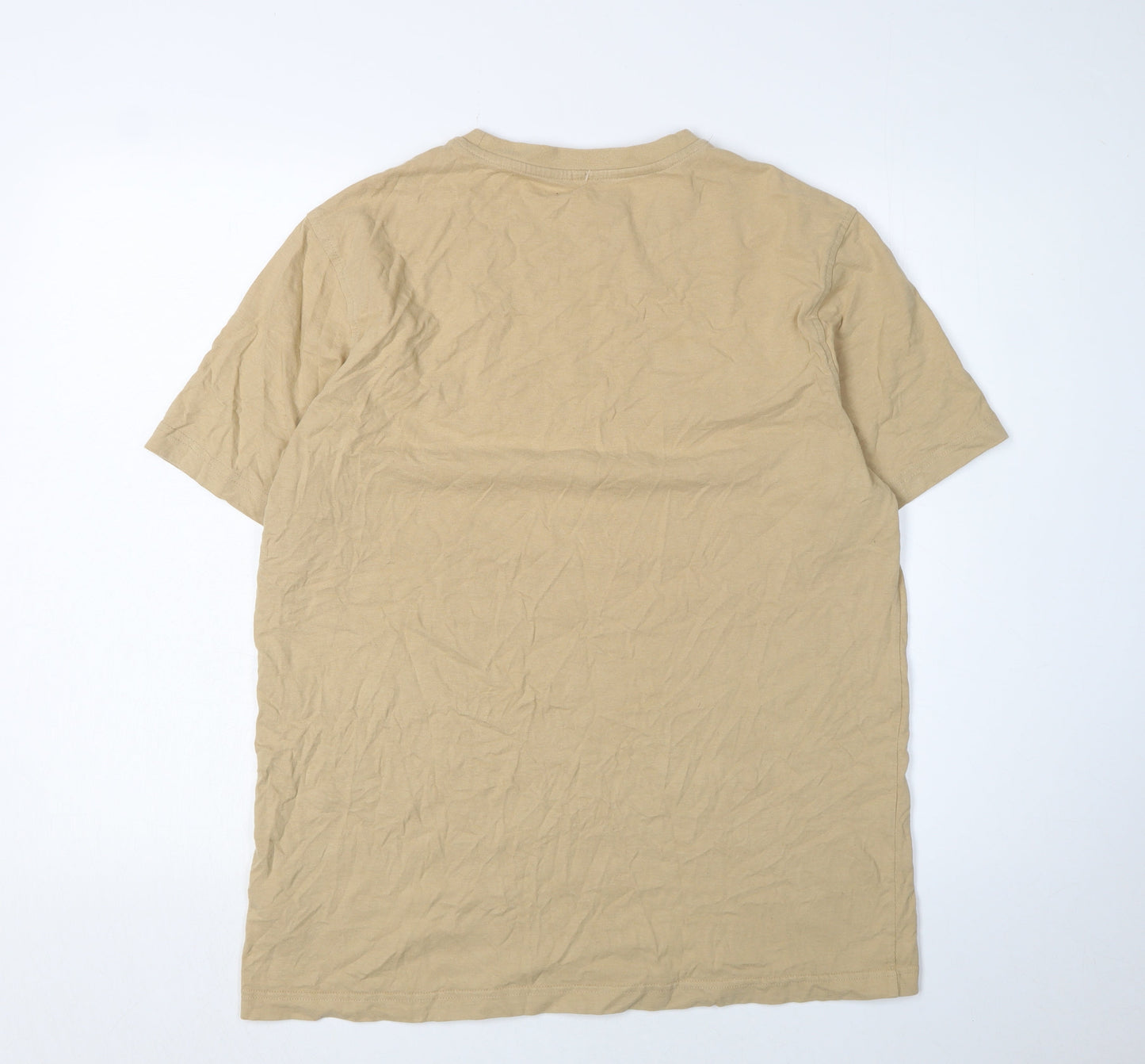 Champion Men's Beige Medium Logo T-Shirt, Crew Neck