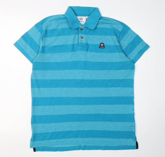 TOG24 Men's Blue Striped Polo Shirt M