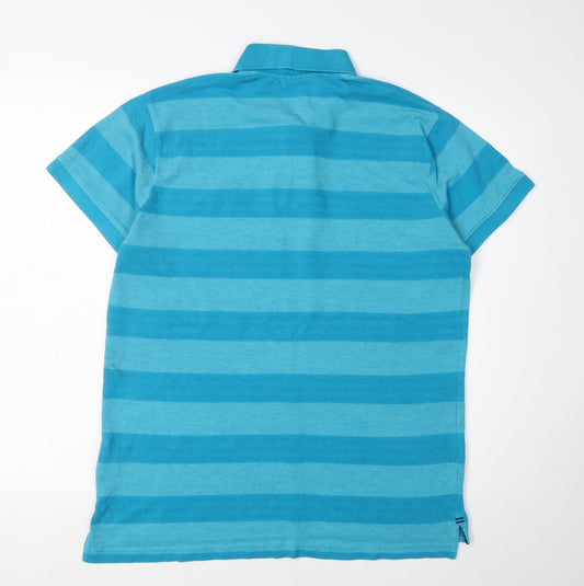 TOG24 Men's Blue Striped Polo Shirt M