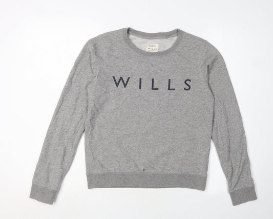 Womens UK 8 Regular Jack Wills Grey Pullover Sweatshirt