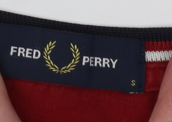 Fred Perry Men's Red Cotton Logo T-Shirt, Size S