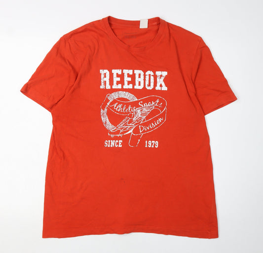 Reebok Men's Red Graphic Print Cotton T-Shirt Size L