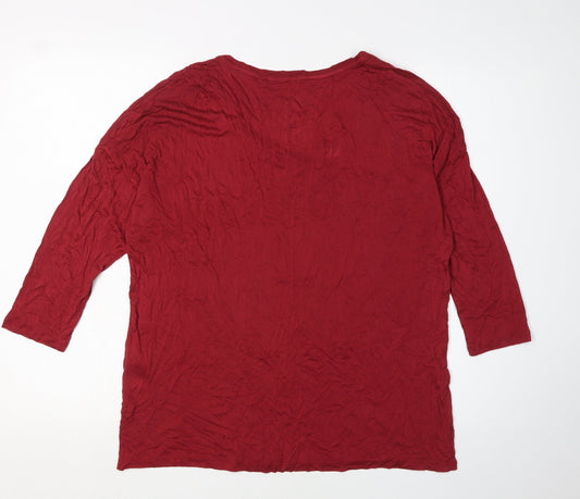 FatFace Women's Red V-Neck T-Shirt Size 12