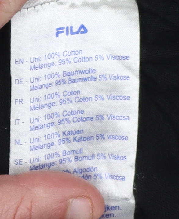 Brand and care label for Fila boys’ black & grey t-shirt 13-14 years casual logo