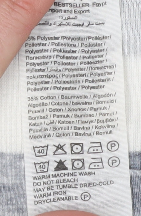 Jack & Jones Men's Grey White Striped T-Shirt M