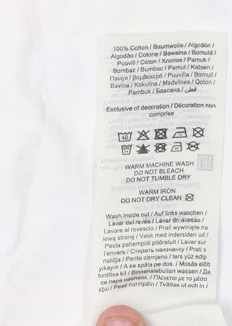 Jack & Jones Men's White Cotton Flower Graphic T-Shirt Medium