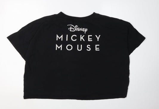 Disney Women Black XL Mickey Mouse Cartoon T-Shirt