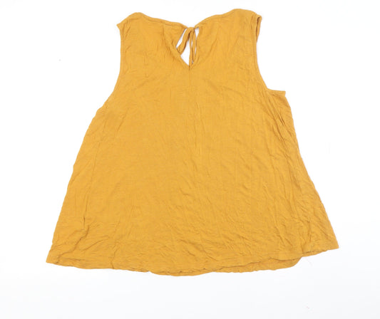 Fat Face Women's Yellow Tank Top UK 14 Summer