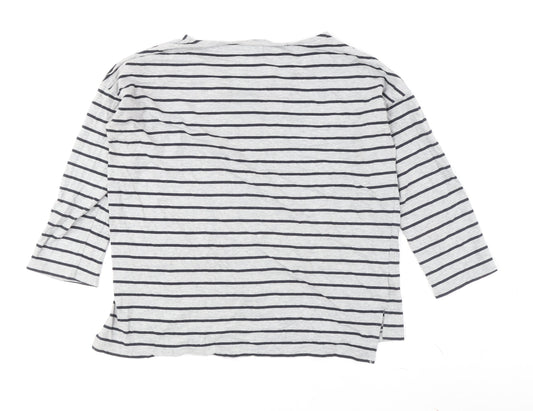 French Connection Women's Grey Striped T-Shirt, S