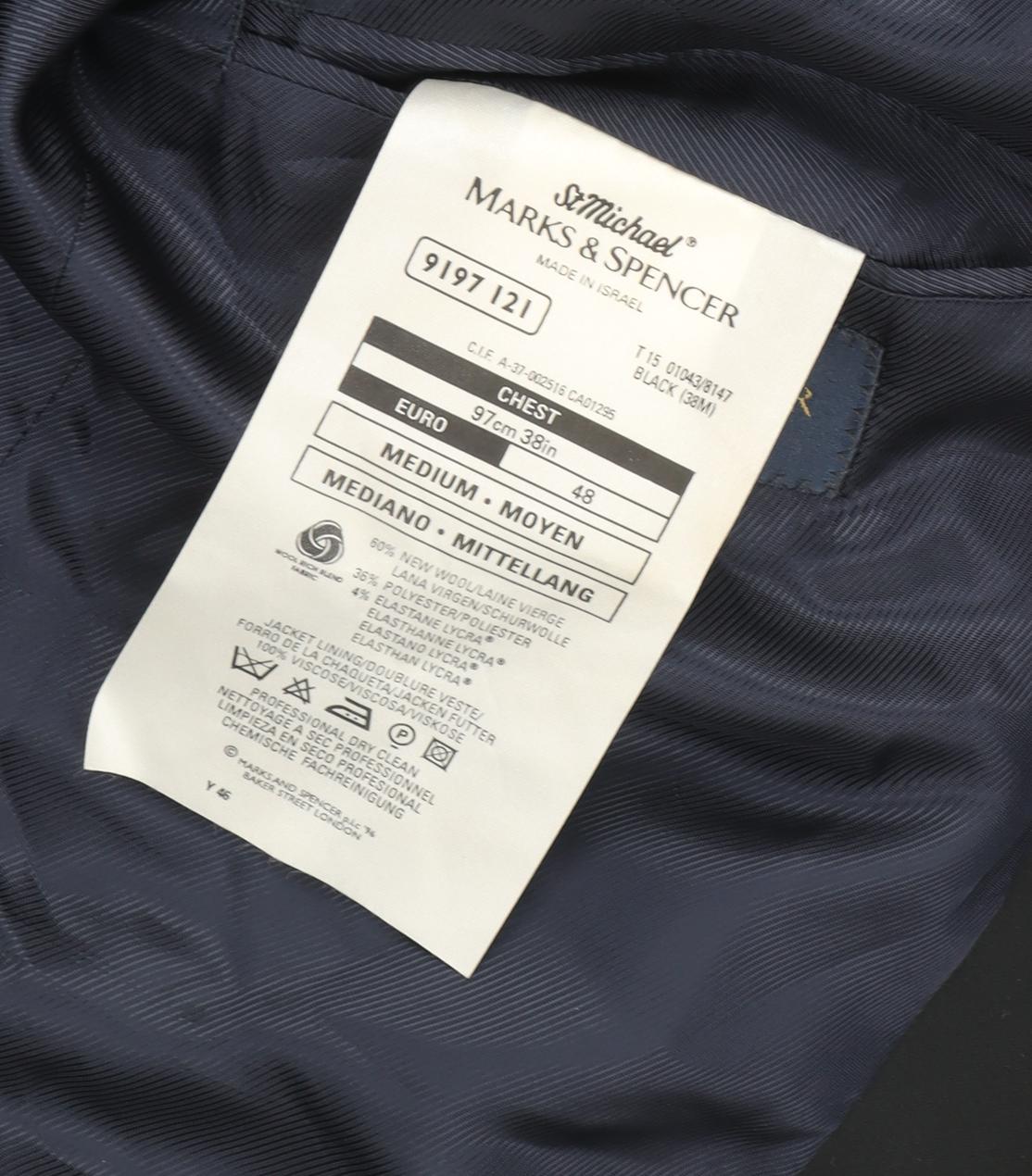 Marks and Spencer Men's Black Mid-Length Suit Jacket 38R