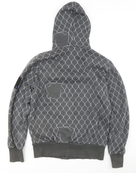 Puma Men's Grey Full Zip Hoodie, L, Fleece, Geometric