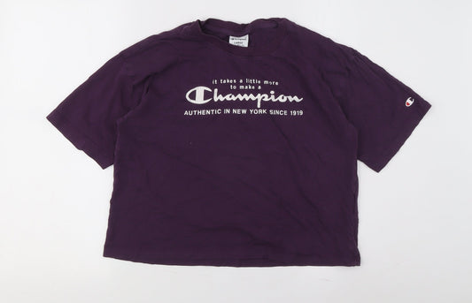 Champion Unisex Purple T-Shirt L, Casual Crew Neck