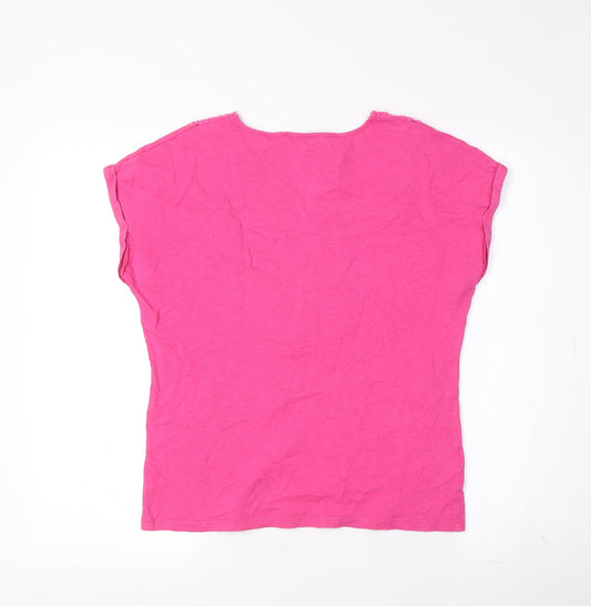Womens UK Size 10 Laura Ashley Pink Cotton T-Shirt