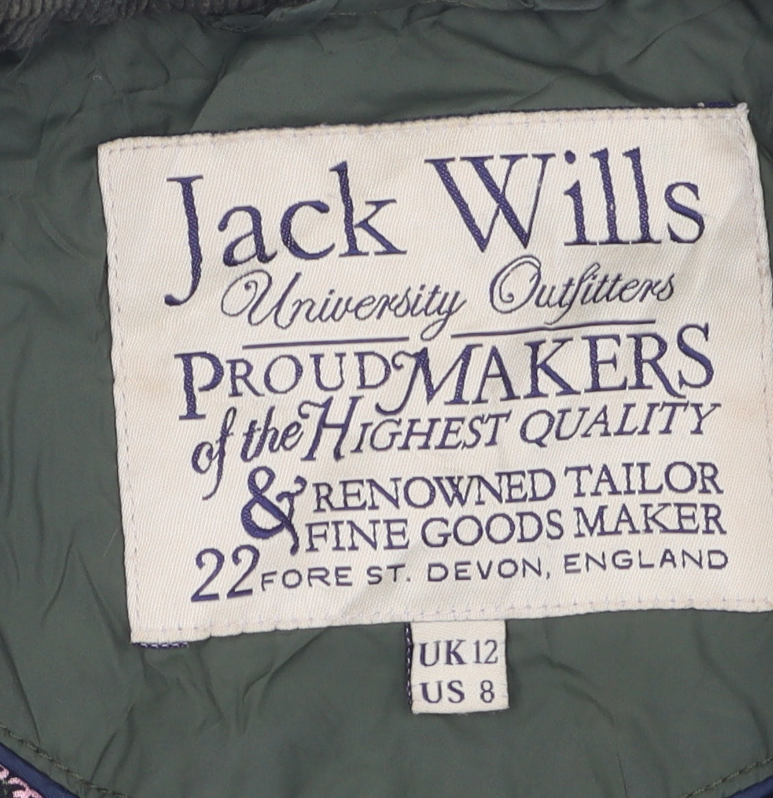 Jack Wills Women's Green Quilted Jacket Size 12