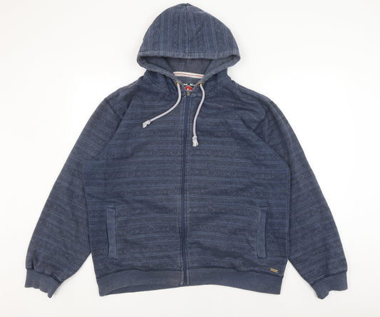 Additional front view of Lee Cooper Men's Blue Hooded Jacket XL, Casual Knit Zip