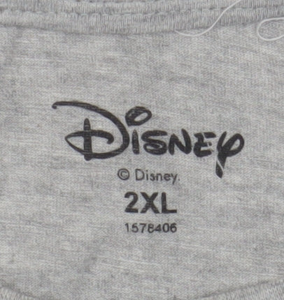 Disney Men's Grey Mickey Mouse T-Shirt 2XL