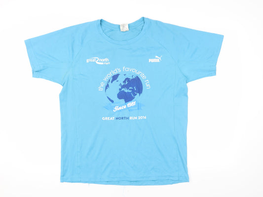 Puma Unisex Blue Running T-Shirt M Lightweight Logo