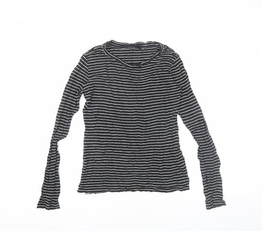 AllSaints Women's Black Striped Jersey T-Shirt S