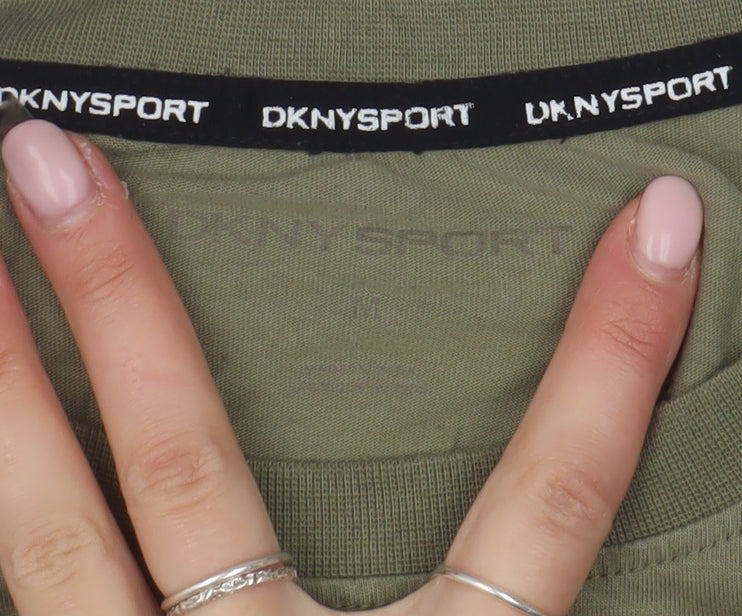 DKNY Sport Mens Green Crew Neck Logo T-Shirt, Size M