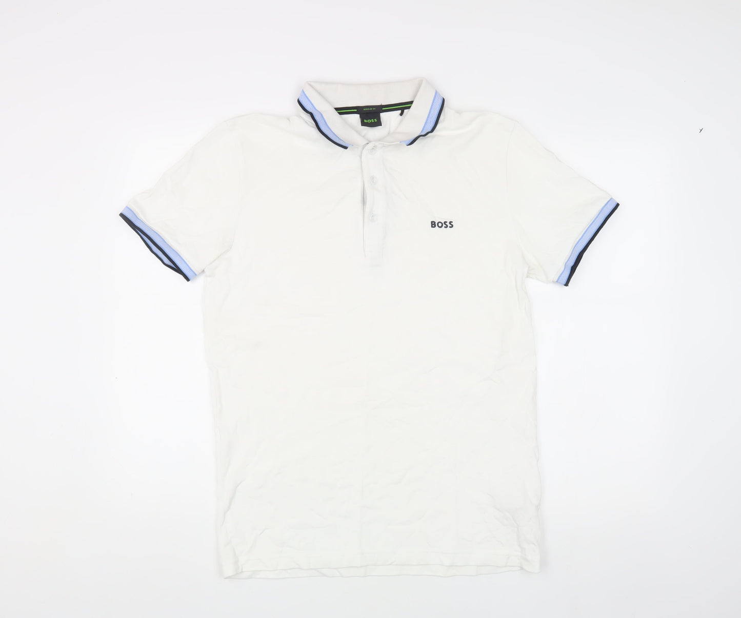 Boss Men's White Polo Shirt L Regular Fit