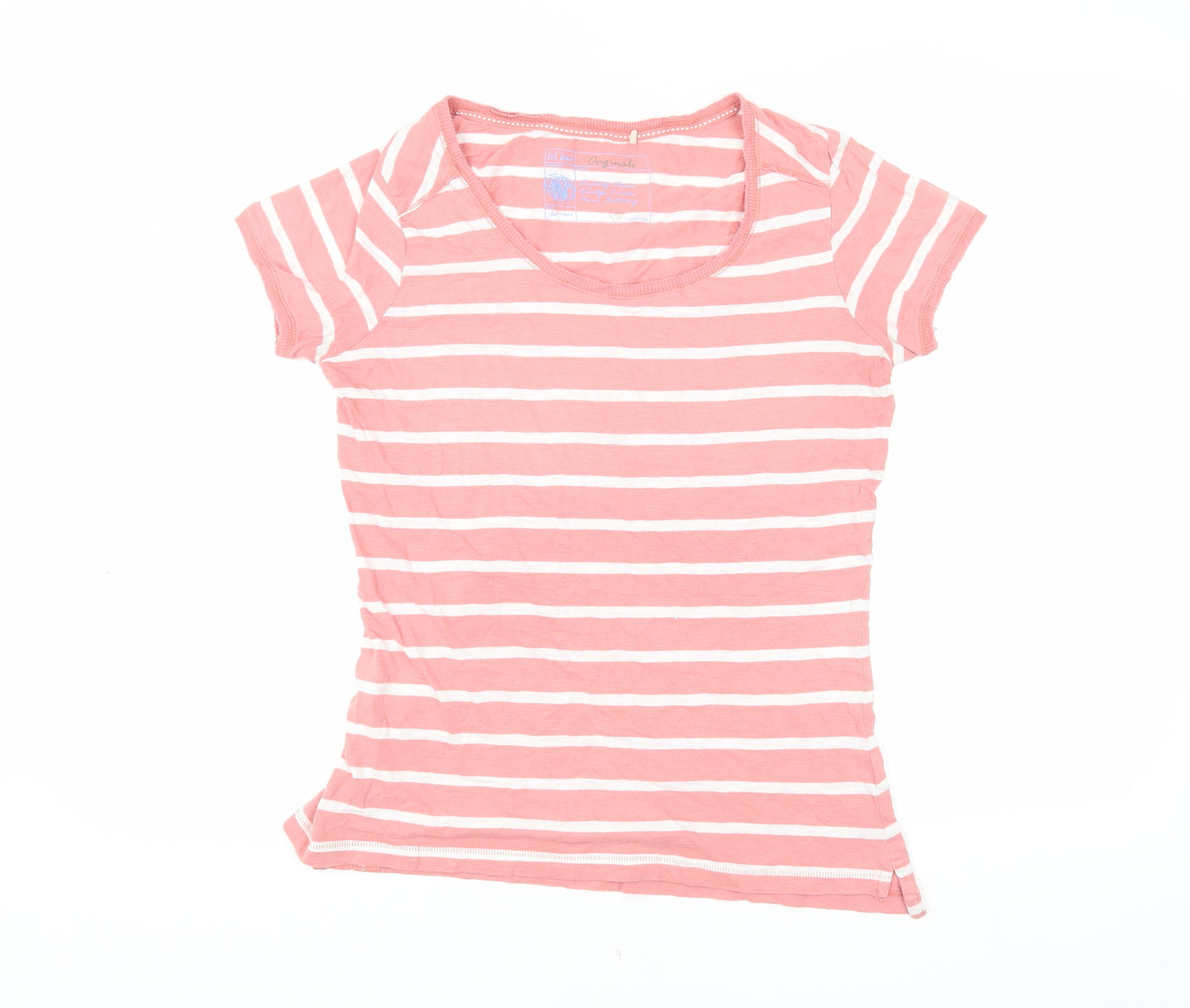 Fat Face Women's Pink Striped Basic T-Shirt Size 10