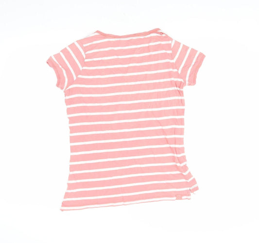 Fat Face Women's Pink Striped Basic T-Shirt Size 10