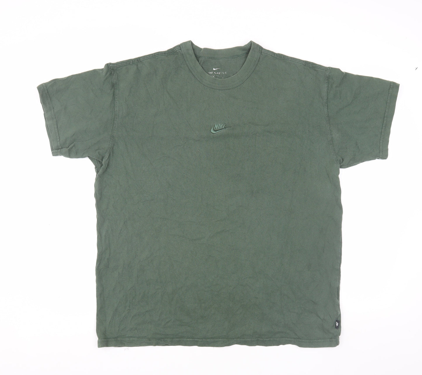 Nike Green Men's S Cotton T-Shirt, Short Sleeve Solid