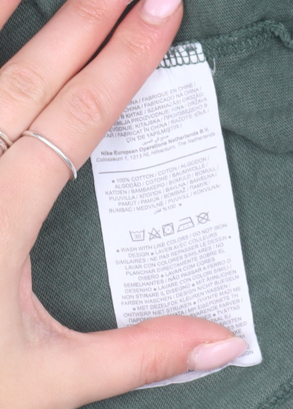 Nike Green Men's S Cotton T-Shirt, Short Sleeve Solid