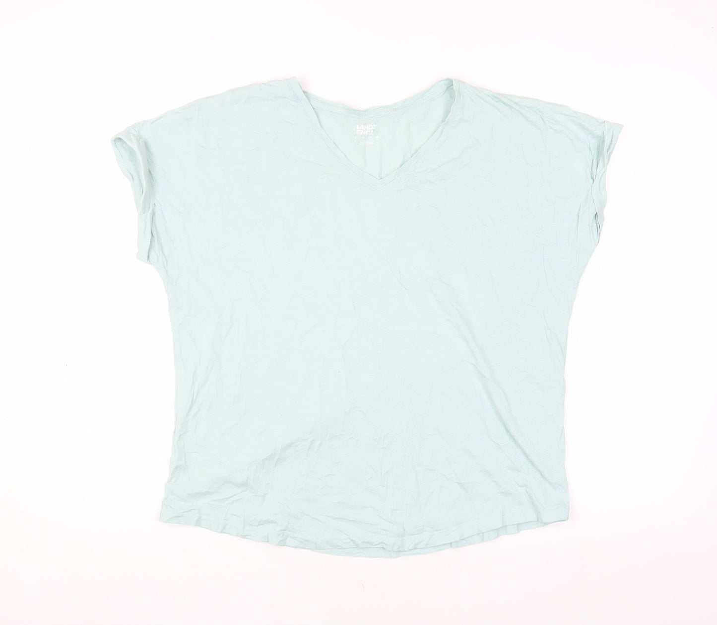Lands' End Women's Blue V-Neck T-Shirt Size L