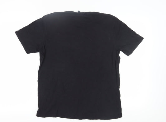 Champion Men's Black Graphic Print T-Shirt Large