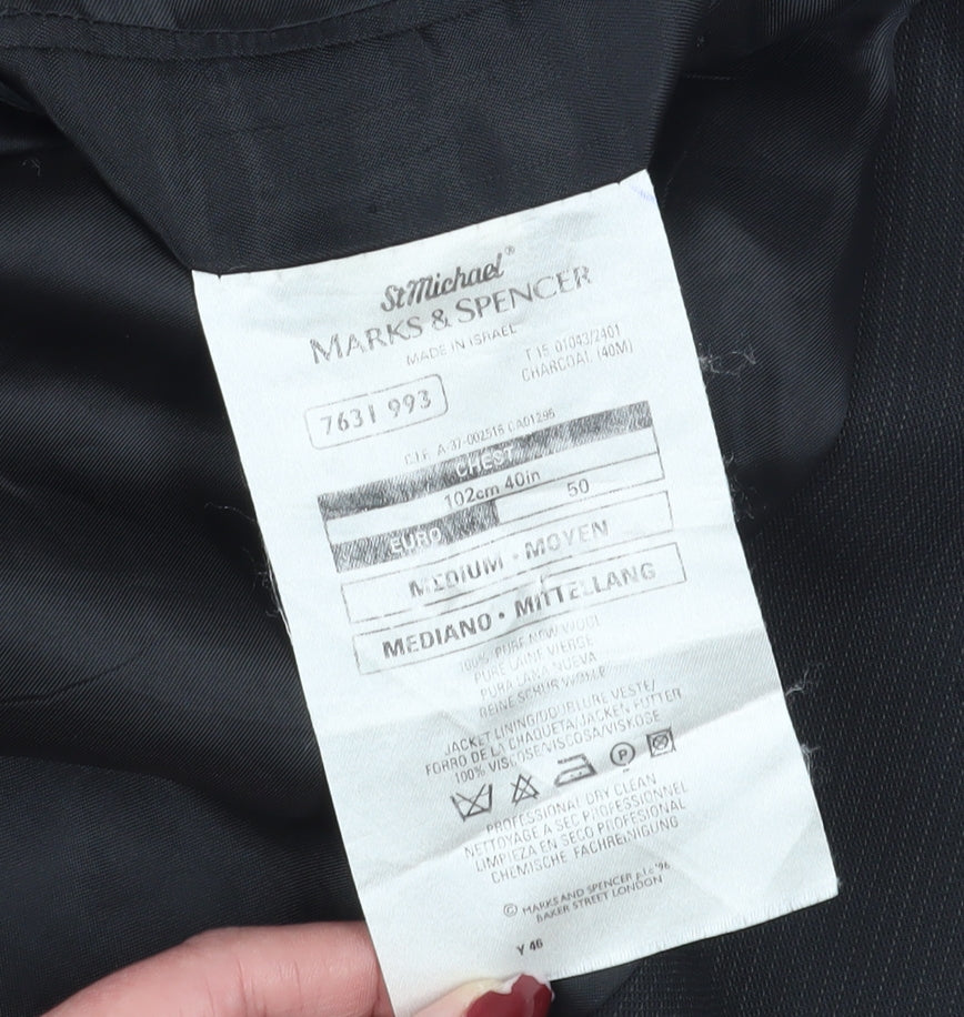 Marks and Spencer Men's Black Mid-Length Blazer, 40R