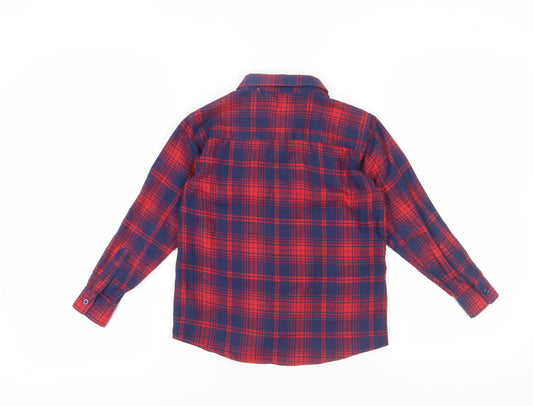 Kangaroo Poo Boys Red Plaid Button-Up Shirt Size 7-8 Years
