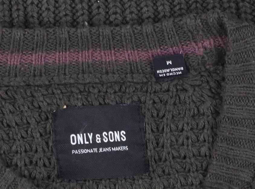 Brand and care label for Only & Sons Men’s Green Chunky-Knit jumper M