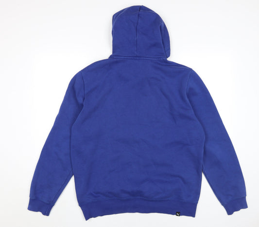 Puma Men's Blue Pullover Hoodie - Medium, Logo Accent