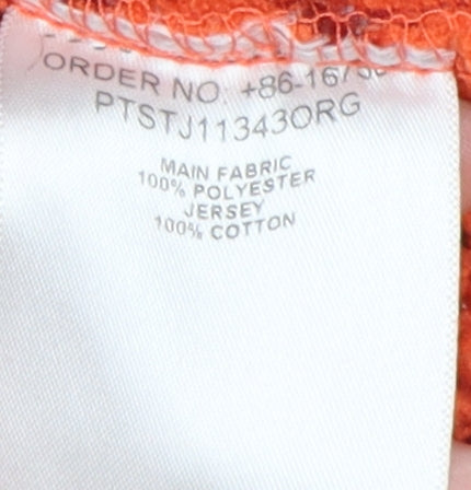 Brand and care label for Peter Storm girls’ orange striped hooded jacket 13 years