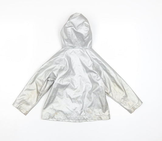 Voile Bleue Girls Silver Hooded Rain Coat 4 Years