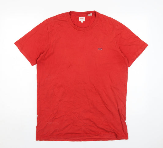 Levi's Men's Red Medium Cotton Crew Neck T-Shirt