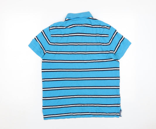Tommy Hilfiger Men's Blue Striped Polo Shirt, Size S
